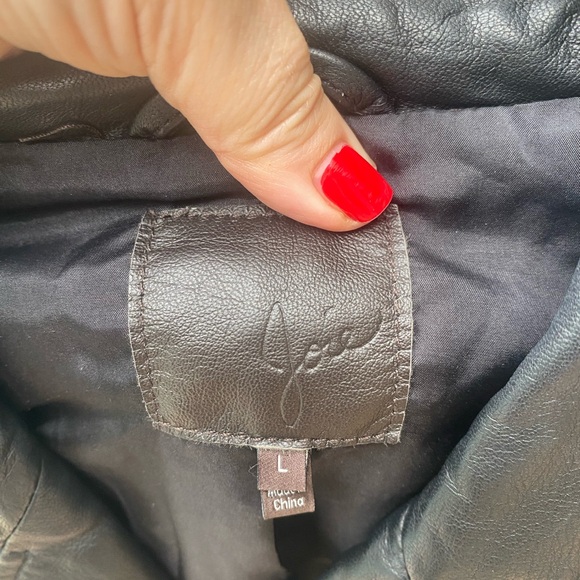 Joie black leather jacket with silver stud detail - Picture 8 of 11